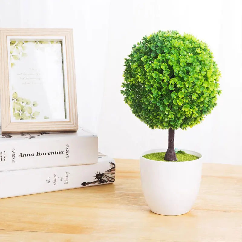 人工観葉植物・鉢植え・グリーン盆栽・スノーボール