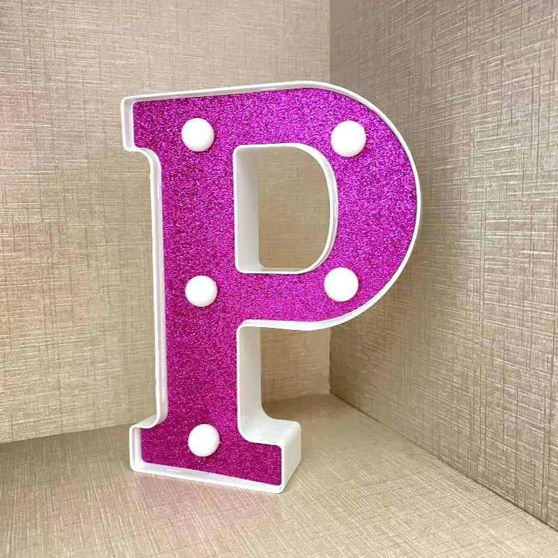 【LED装飾】LEDライト・デコレーションライト(ハート/アルファベット/数字)ピンク パープル 16cm PVC