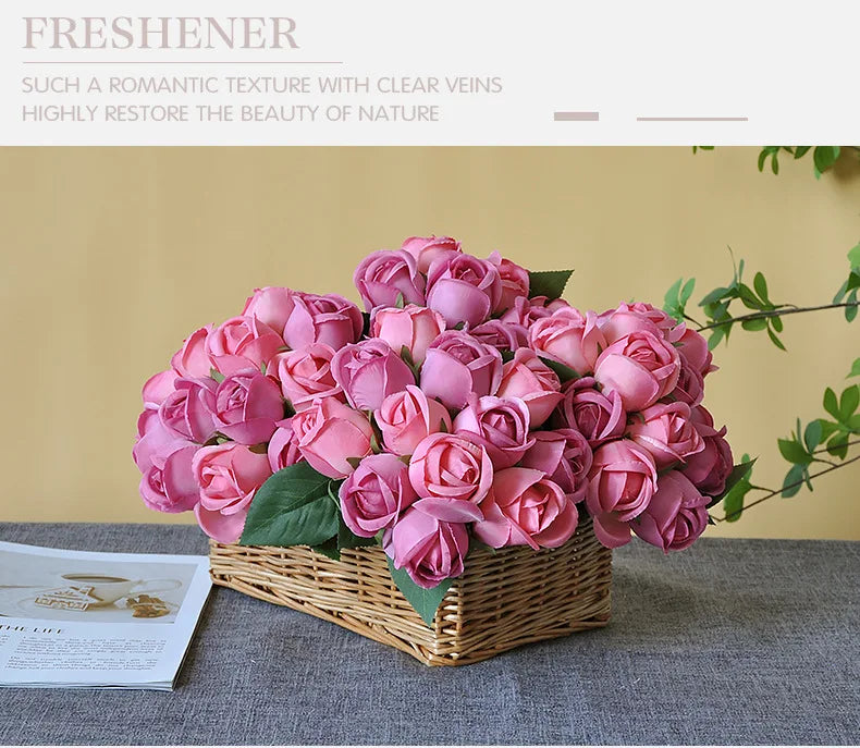 パーティー・インテリア装飾|造花シルクローズブーケ(25cm)