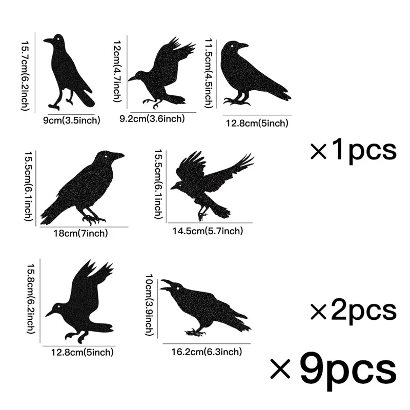 イベント・ハロウィン装飾| ブラックカラス 吊り下げペンダント(6枚セット)