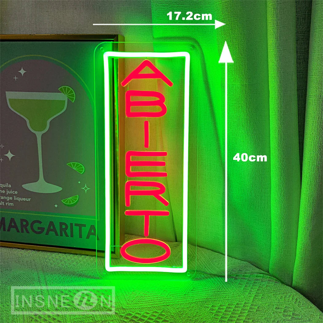 ABIERTO LEDネオンサイン(ネオン看板) スペイン語