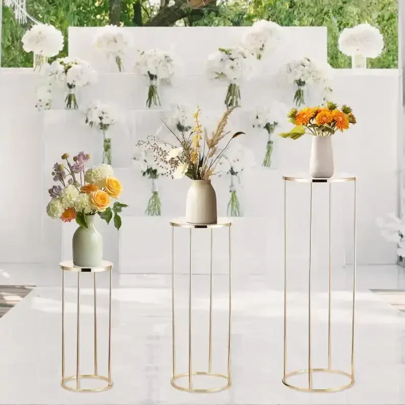 結婚式・インテリア装飾|ゴールドメタルフラワースタンド3ピースセット