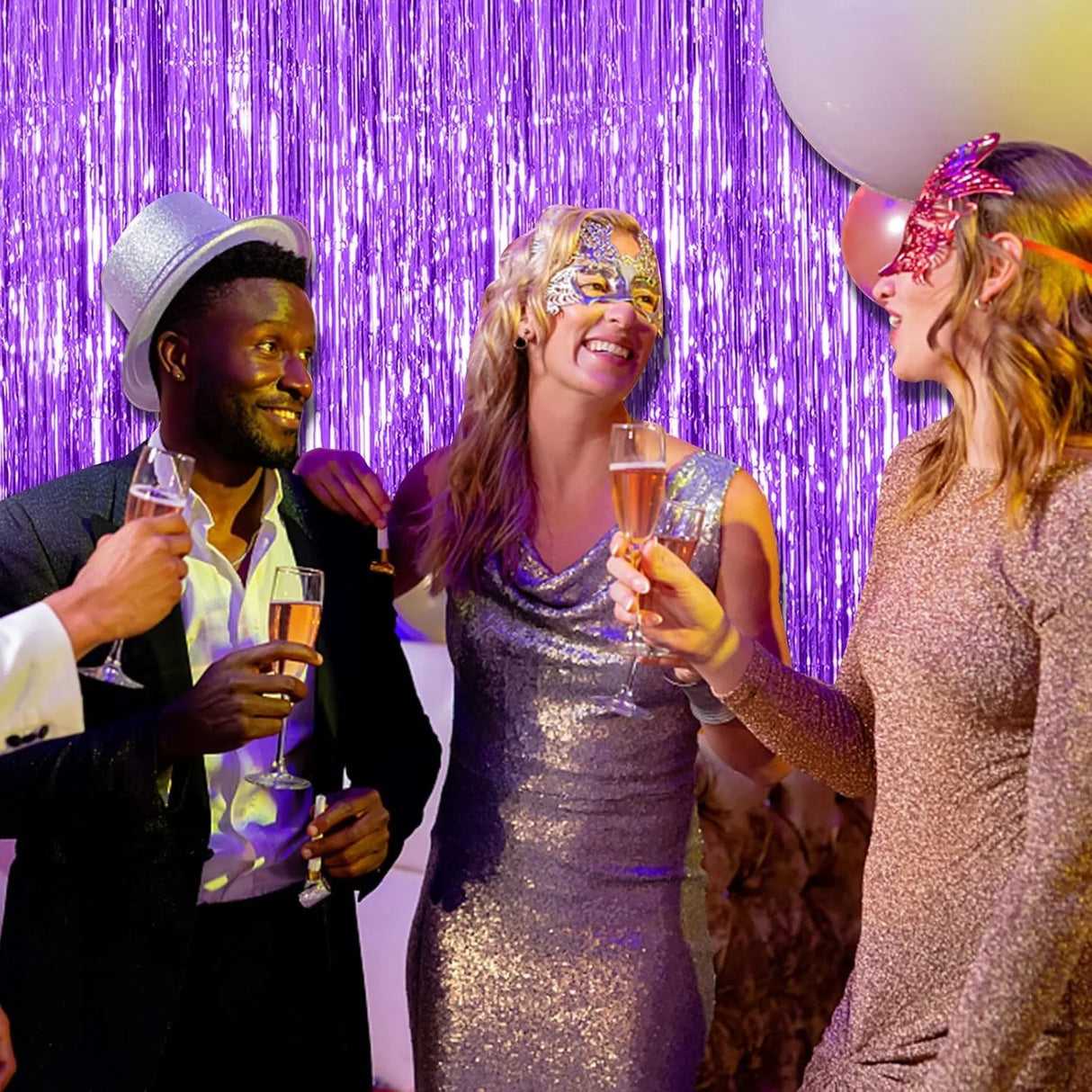 パーティー・インテリア装飾 メタリックカラーカーテン シルバー 幅1M 長さ2M