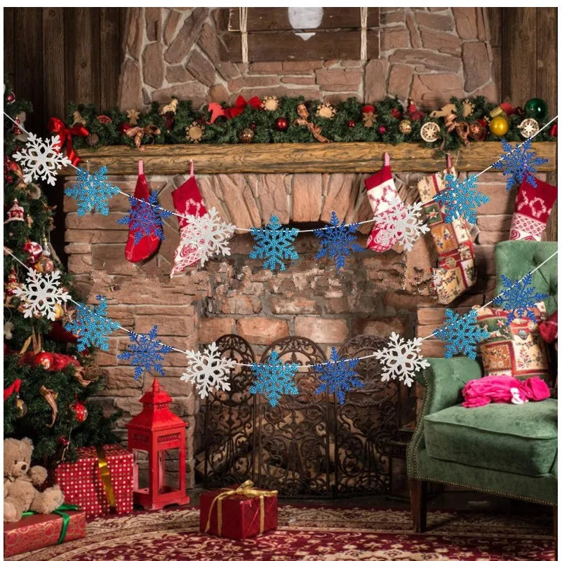 イベント・クリスマス装飾|スノーフレークテーマの誕生日&クリスマス旗