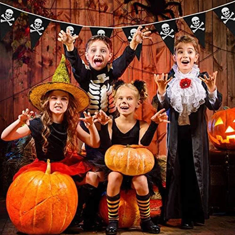 イベント・ハロウィン装飾|海賊パーティー用スカルバナーガーランド