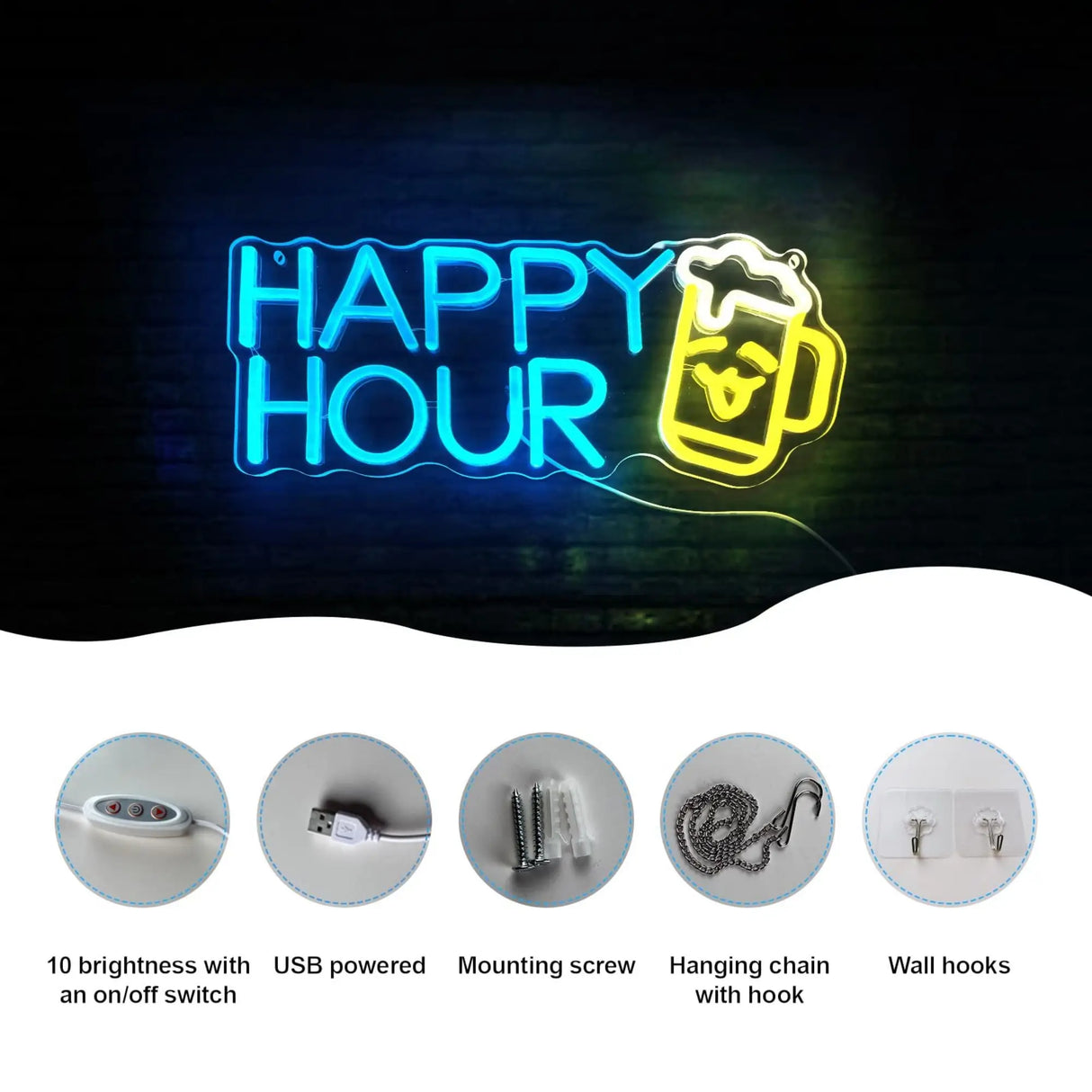 ハッピーアワー LEDネオンサイン(ネオン看板)