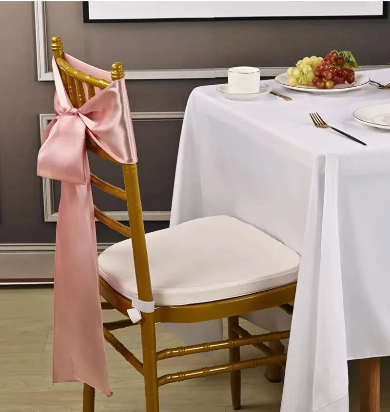 インテリア・パーティ装飾 | サテンリボン椅子カバーセット | 10個 背もたれカバー