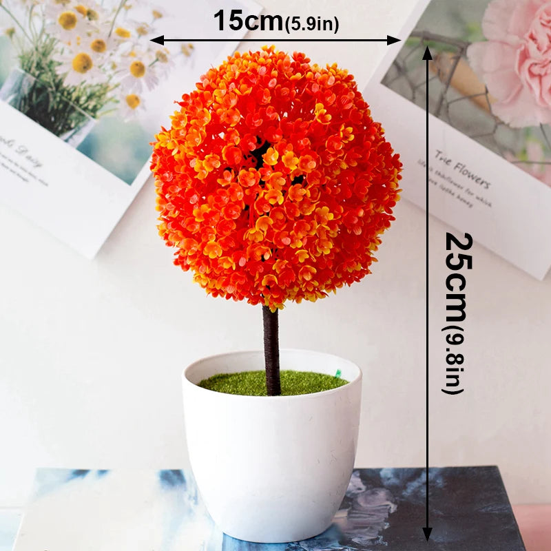 人工観葉植物・鉢植え・グリーン盆栽・スノーボール