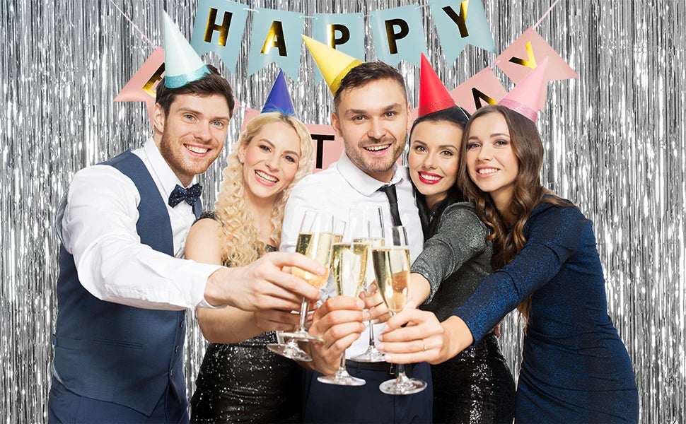 パーティー・インテリア装飾 メタリックカラーカーテン シルバー 幅1M 長さ2M