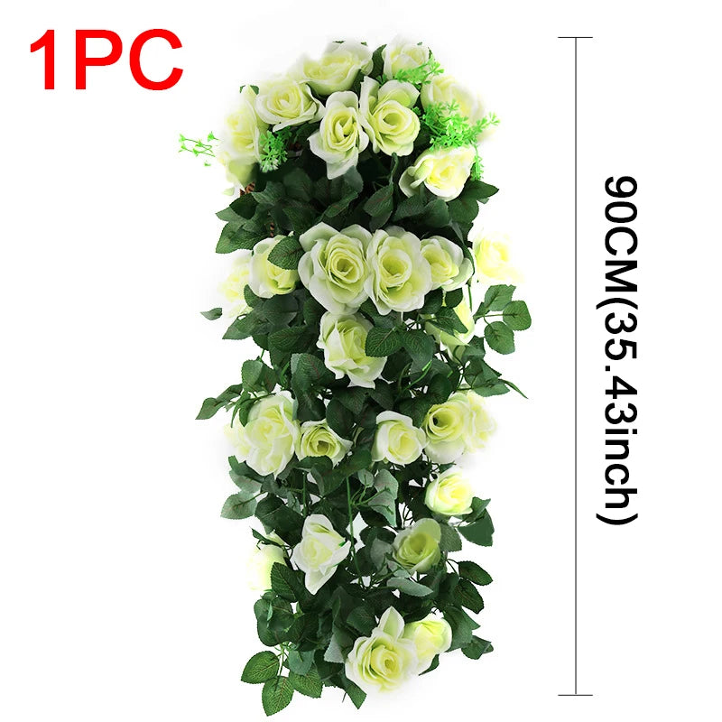 造花ハンギングローズ&アイビー壁掛け