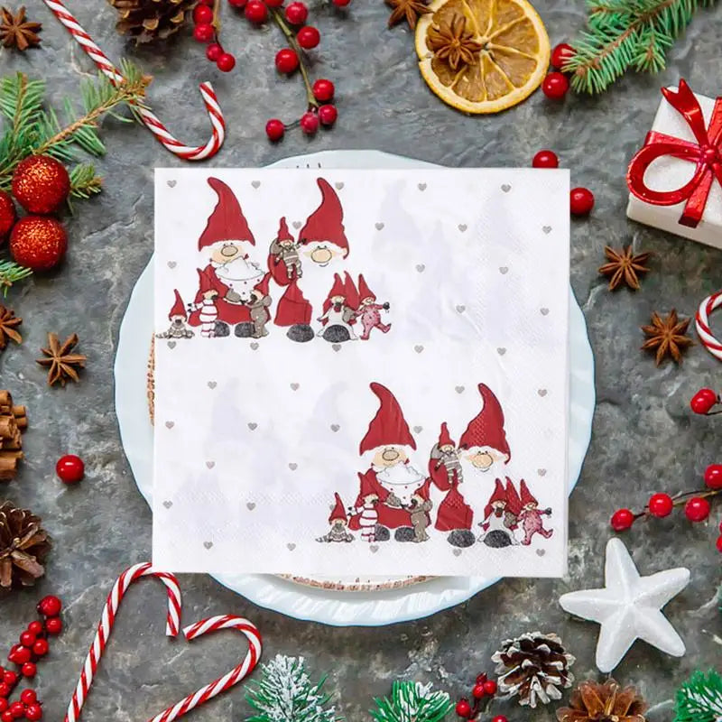 |クリスマスグッズ・ ノベルティ用品 | サンタ柄ナプキン 20枚入り| 33x33c