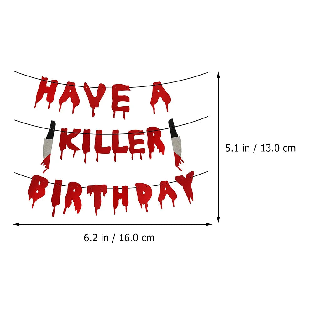 イベント・ハロウィン装飾|ハロウィン血のナイフバナーセット(16×13cm)