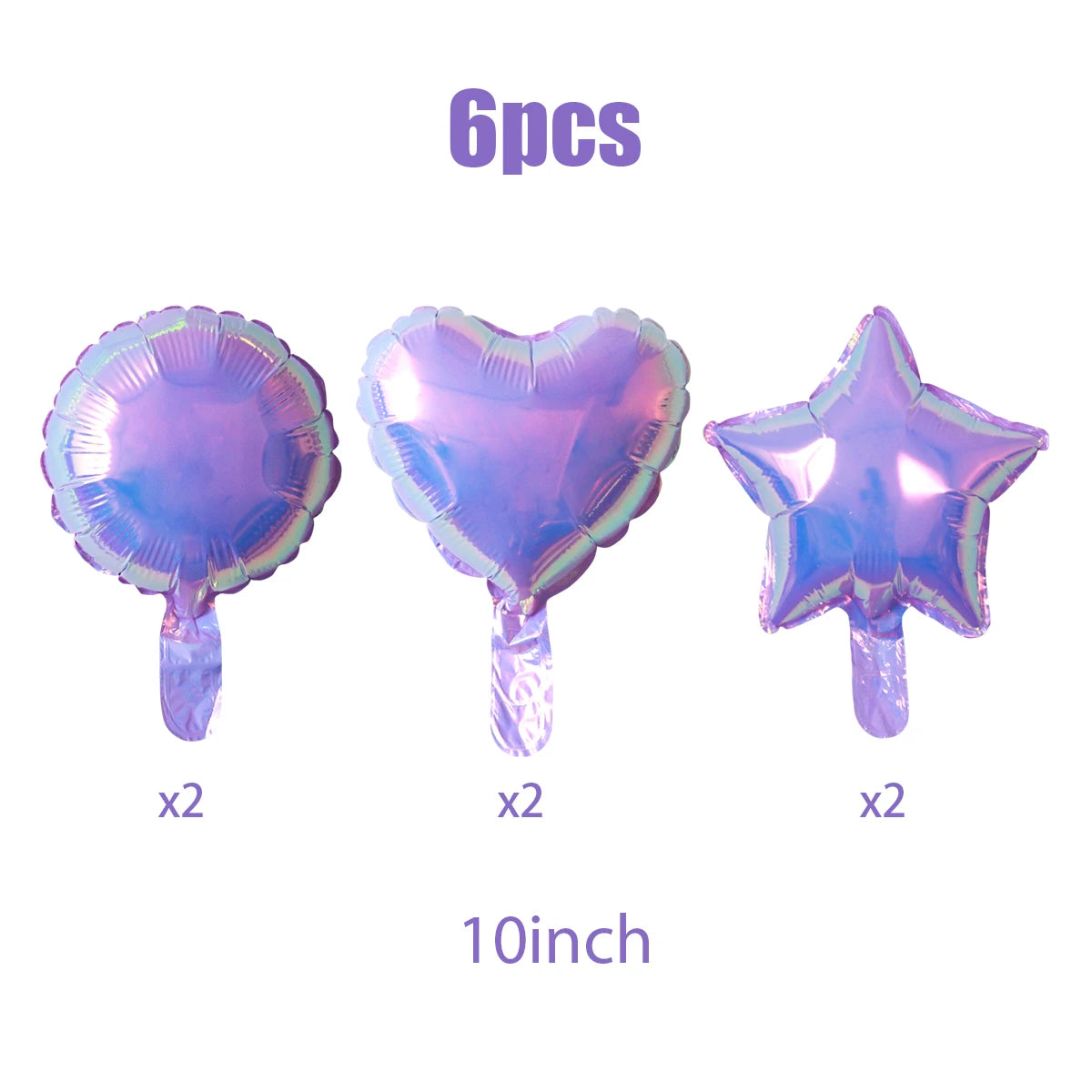 ホログラフィックレインボーバルーン6個セット