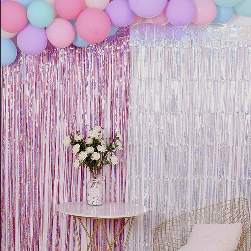 パーティー・インテリア用装飾 キラキラ!ホイル素材カーテン 2Pセット 光反射