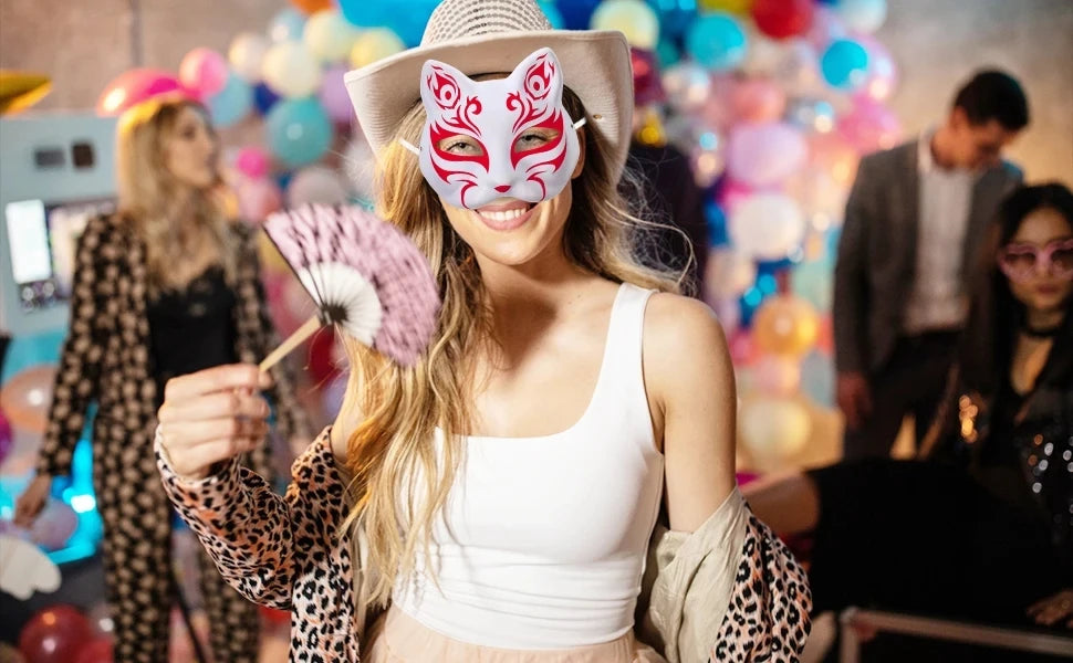 イベント装飾・ハロウィングッズ|ペイントにぴったり!猫型お面(5-50pcs)