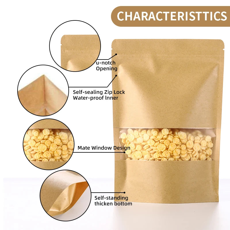 |ノベルティ用品 | 透明窓付きジップロック クラフト紙バック 100枚