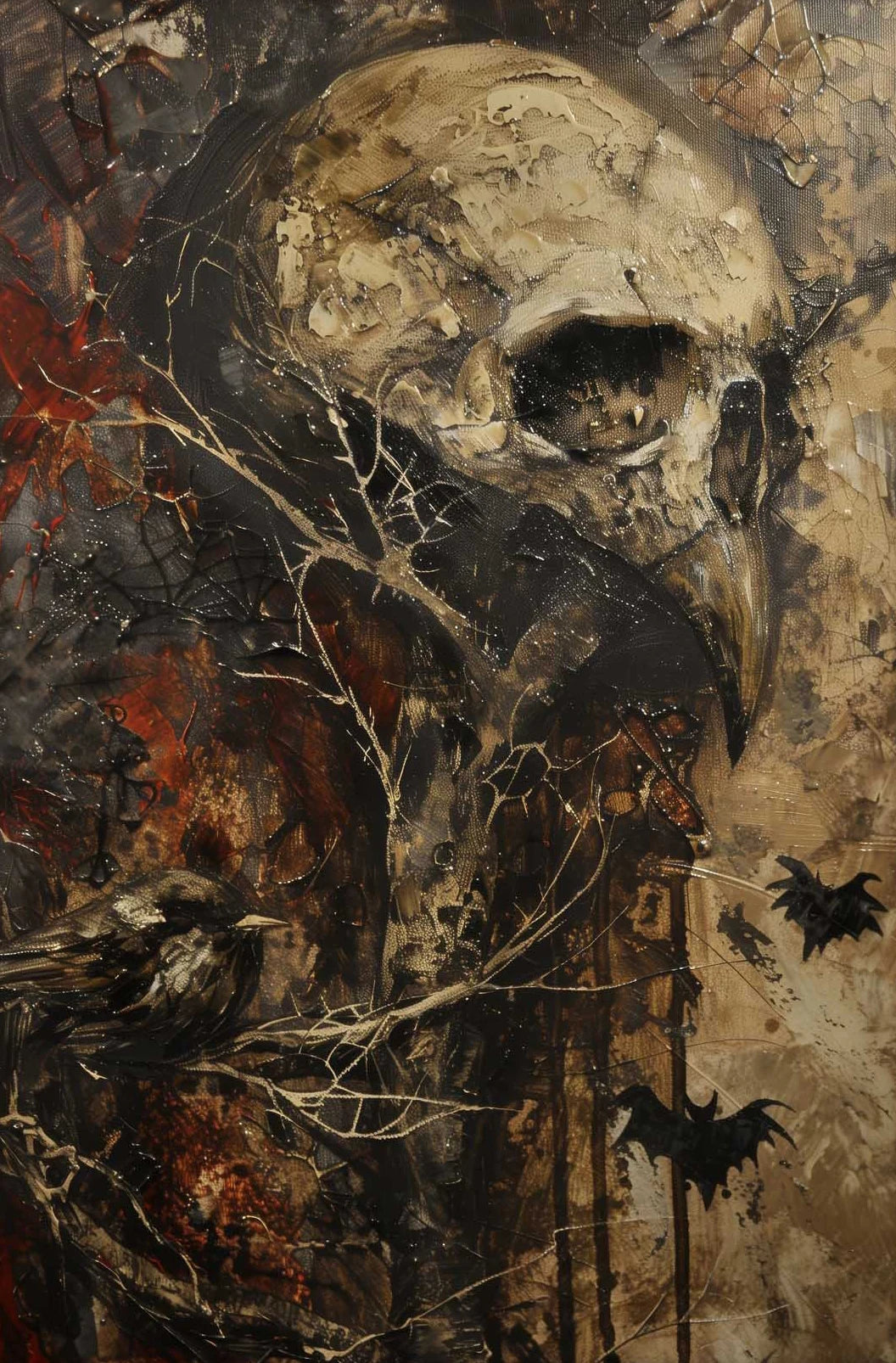 イベント・ハロウィングッズ|不気味な抽象スケルトンキャンバスアート