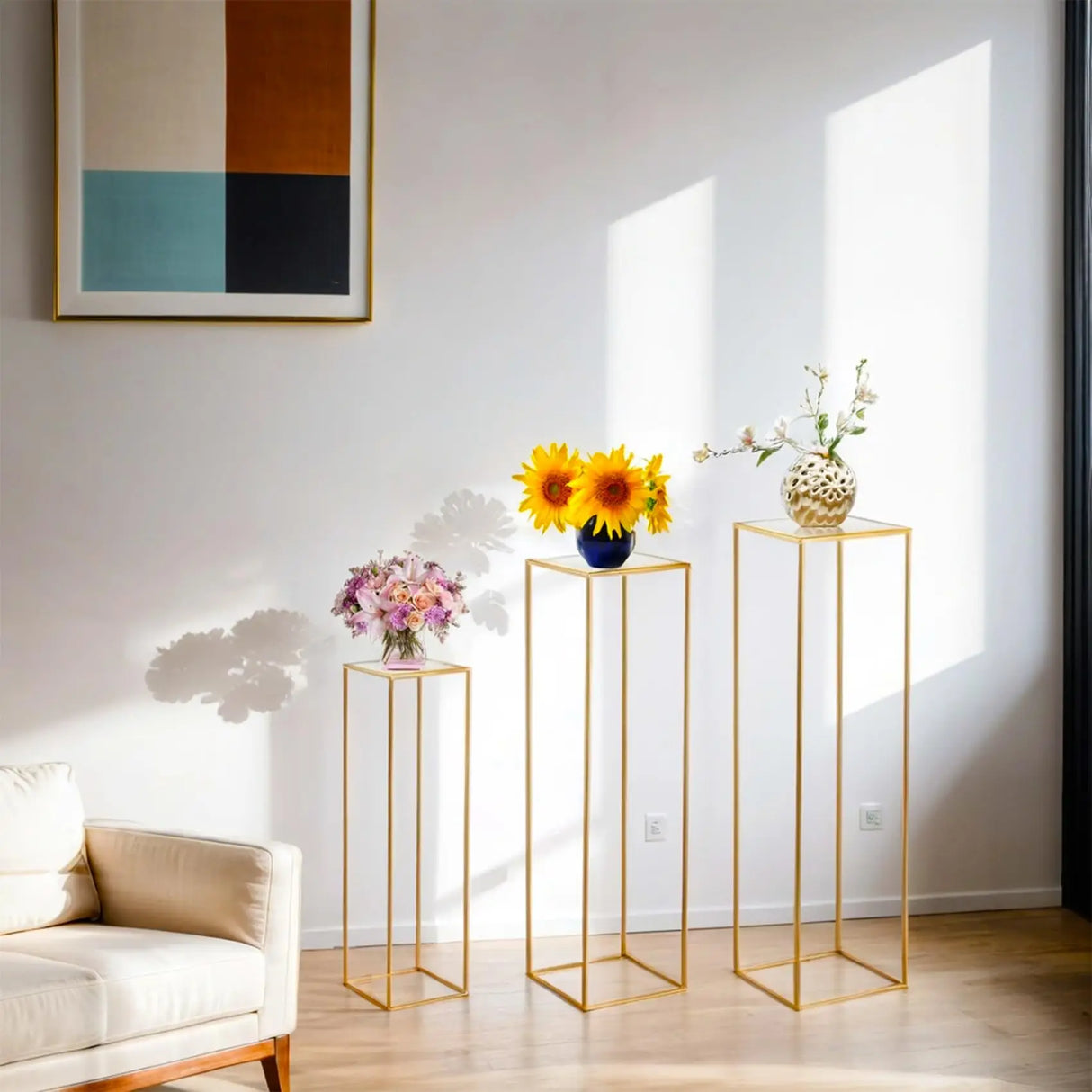 結婚式・インテリア装飾|ゴールドメタルプラントスタンド3個セット