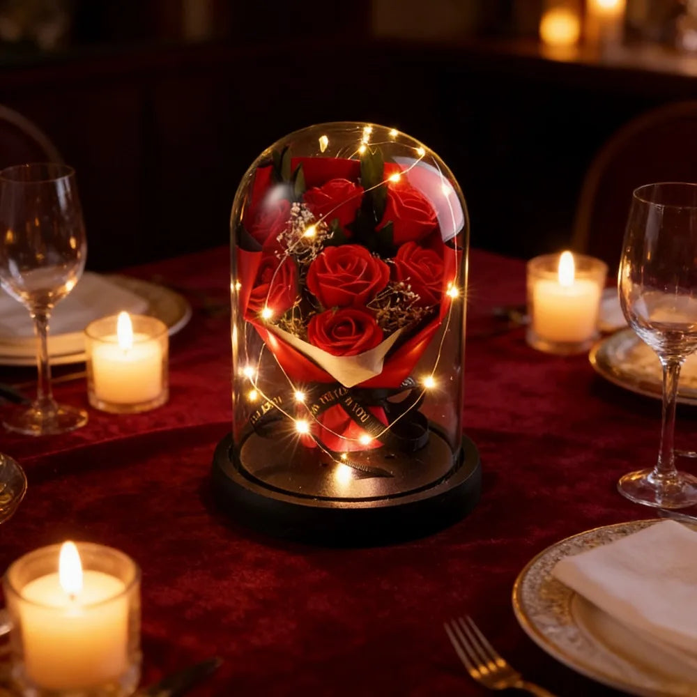 星空ガラスカバーの永遠のバラ