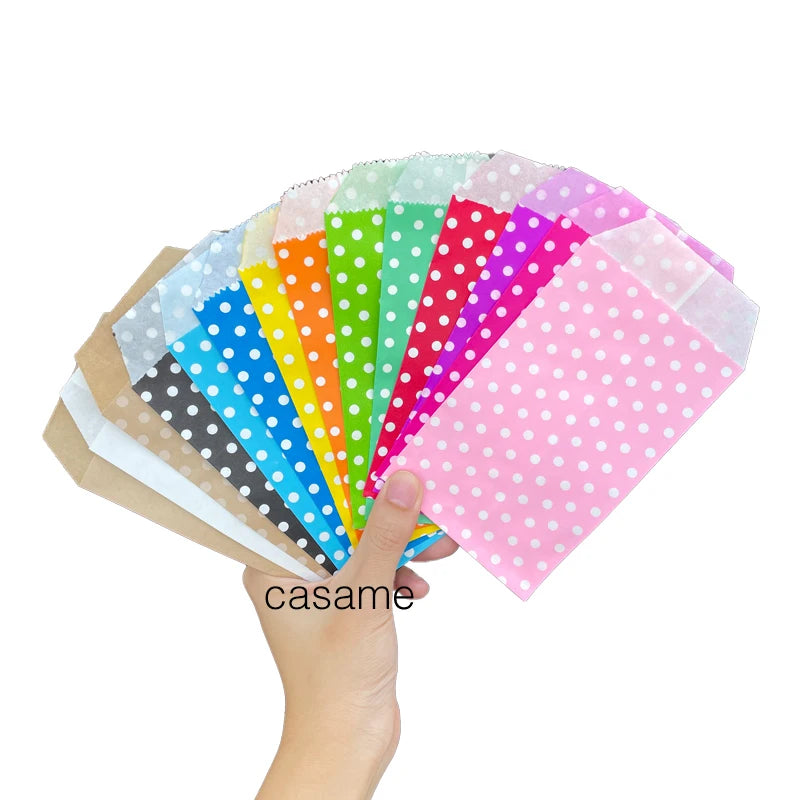 |ノベルティ用品 | ドット柄クラフトミニ紙袋 50枚入り | 8×15c