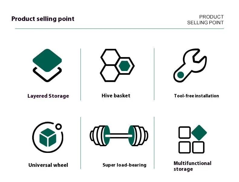 ネット什器多機能キャスター付きトロリーラック