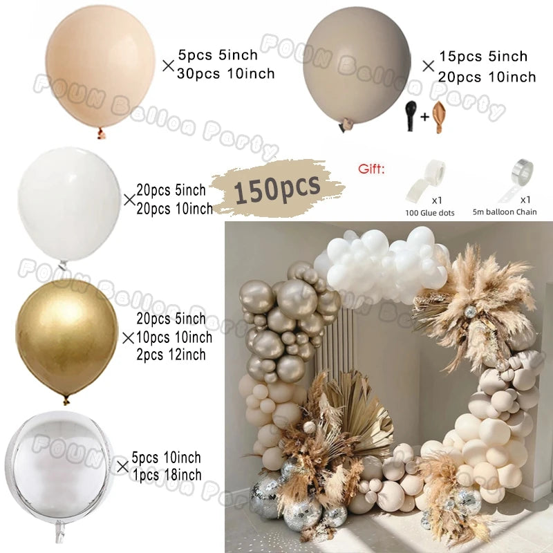 ベージュホワイト バルーンガーランドアーチキット