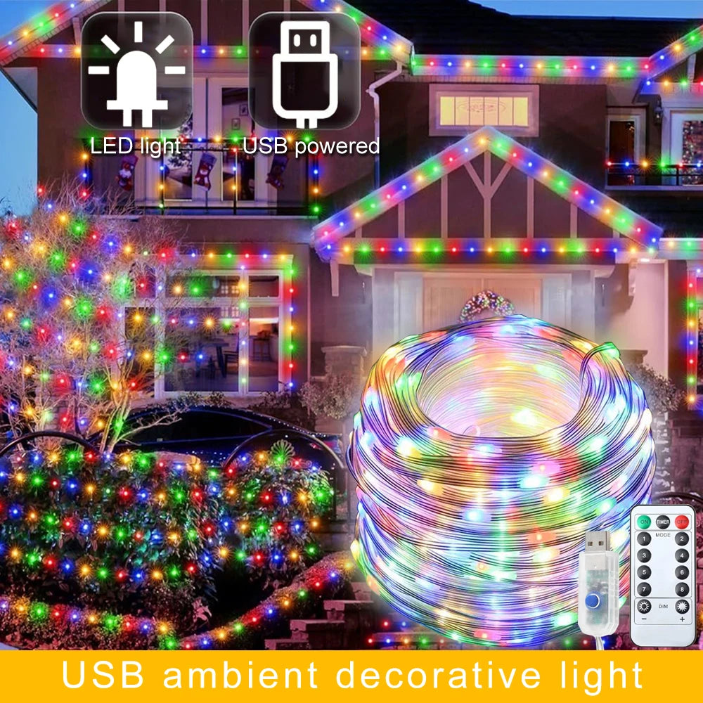 ドレープライト|イベント・クリスマス装飾|USBストリングライト( 5M/10M/20M)