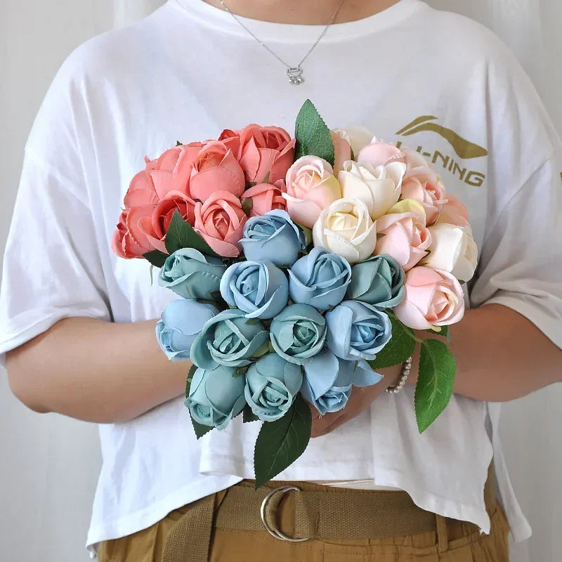 パーティー・インテリア装飾|造花シルクローズブーケ(25cm)