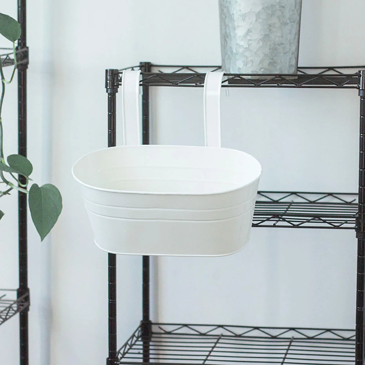 取り外し可能なダブルフック・取り外し可能なブリキハンギングプランター・ホームオーバルメタルプラントフラワーポットフェンスバルコニーガーデンハンギングプランターポット