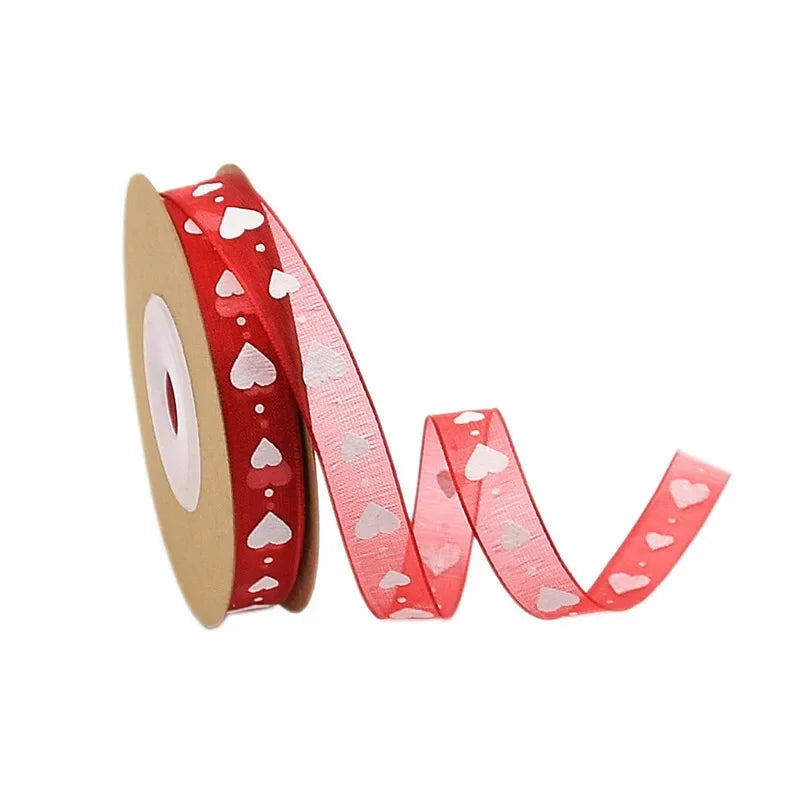 ハートプリントオーガンザリボン 10m