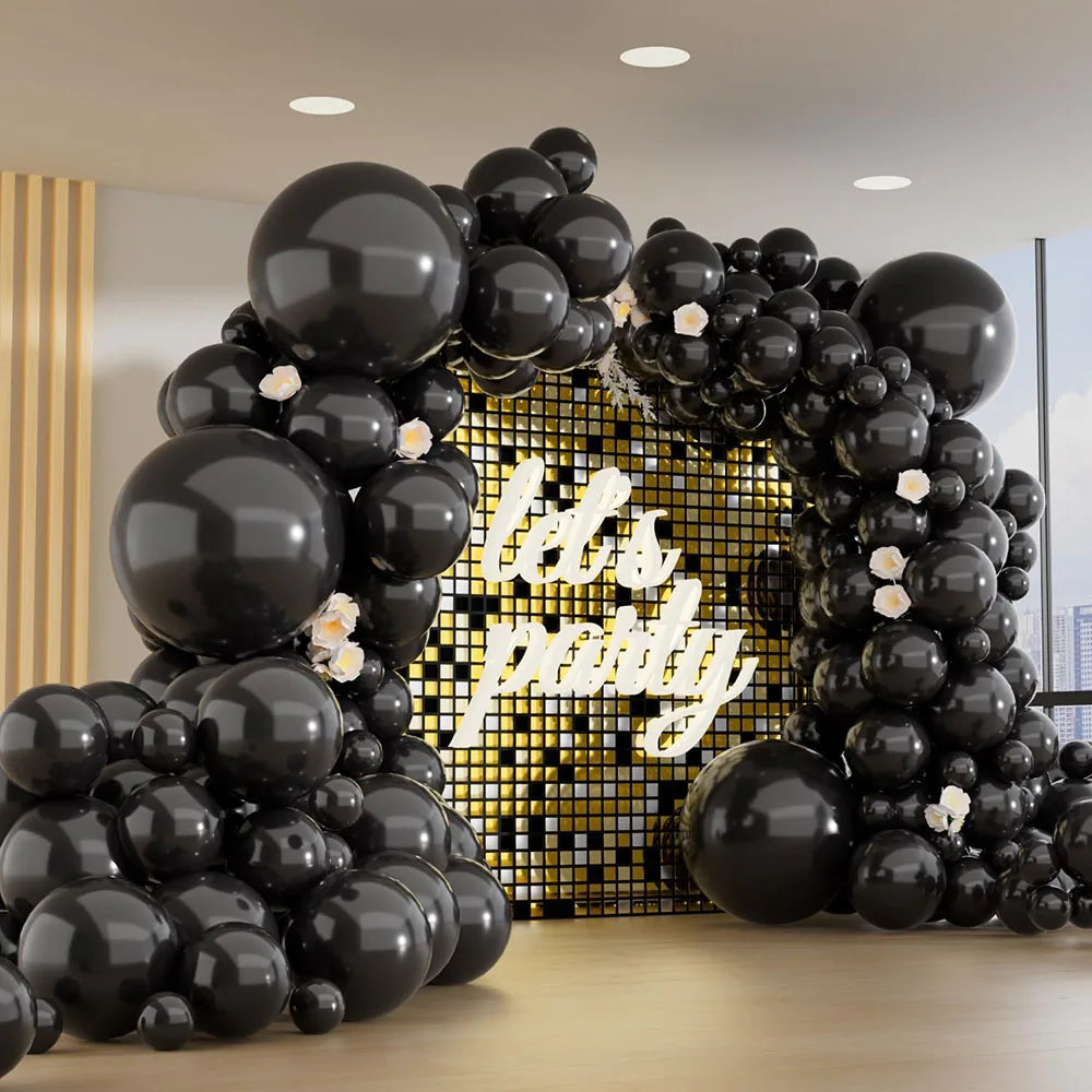150個入り多サイズ黒バルーンセット