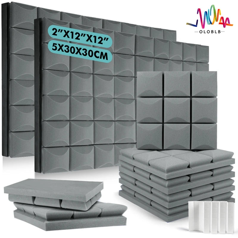 防音!DIY用 POPなキューブ型タイル風 ステッカー 10枚入 厚さ5cm吸音素材