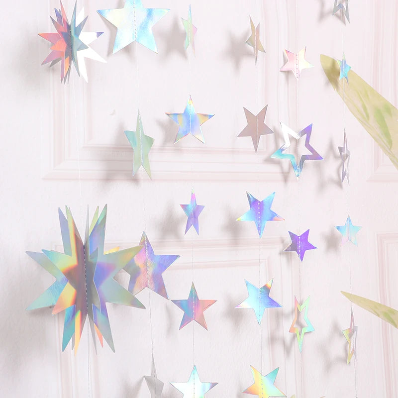イベント・クリスマス装飾|虹色星型ガーランドバナー