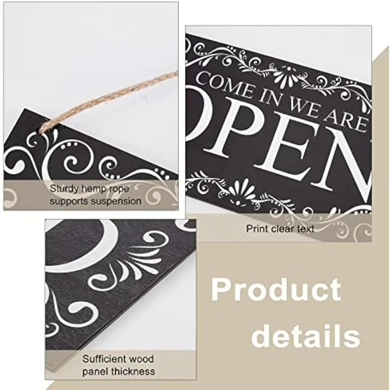 【天然木使用】カフェ風リバーシブル吊り下げ看板(OPEN/CLOSED)