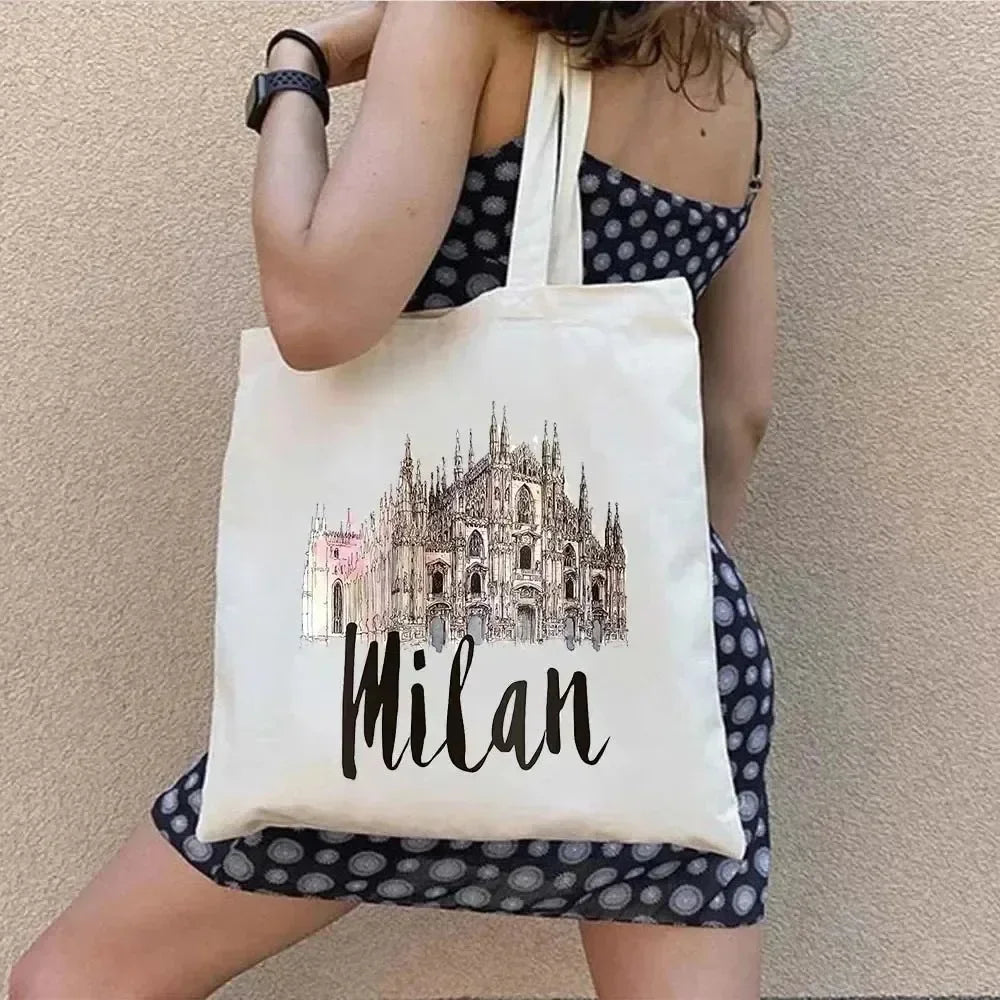 |ノベルティ用品 | パリ柄プリントトートバッグ | 34×38c