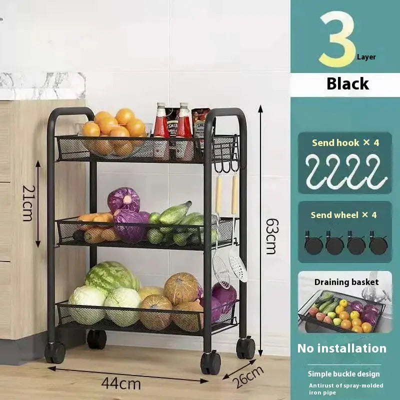 多機能キャスター付きキッチントロリーラック