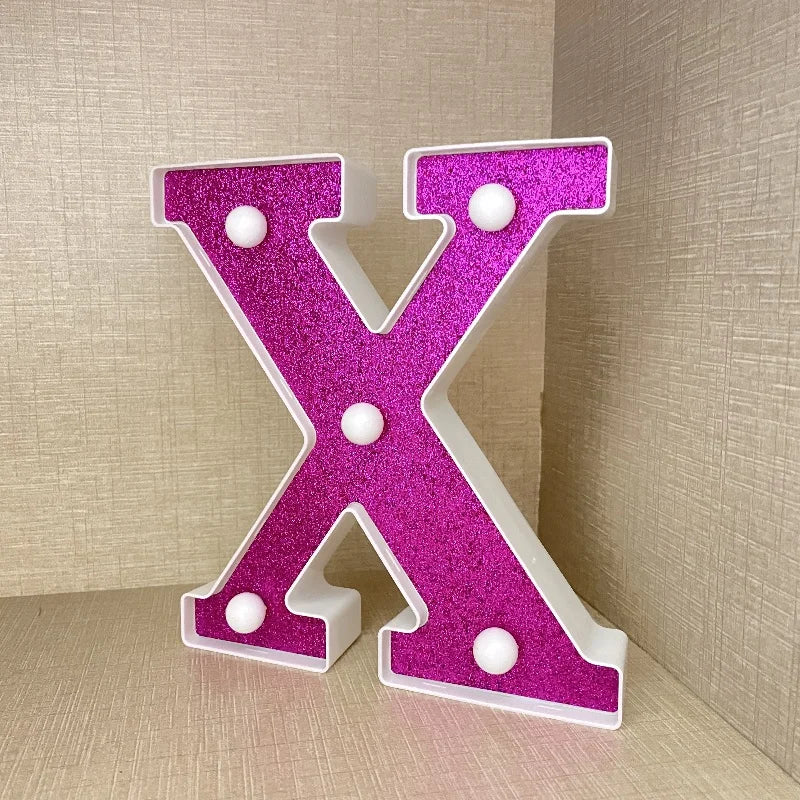 【LED装飾】LEDライト・デコレーションライト(ハート/アルファベット/数字)ピンク パープル 16cm PVC