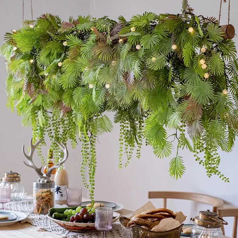 ヤシの人工植物・プラスチックのつる・壁掛け・シダ