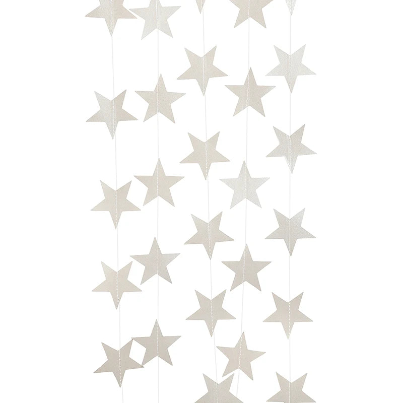 イベント・クリスマス装飾|カラフル星型バナー ゴールドシルバーガーランド