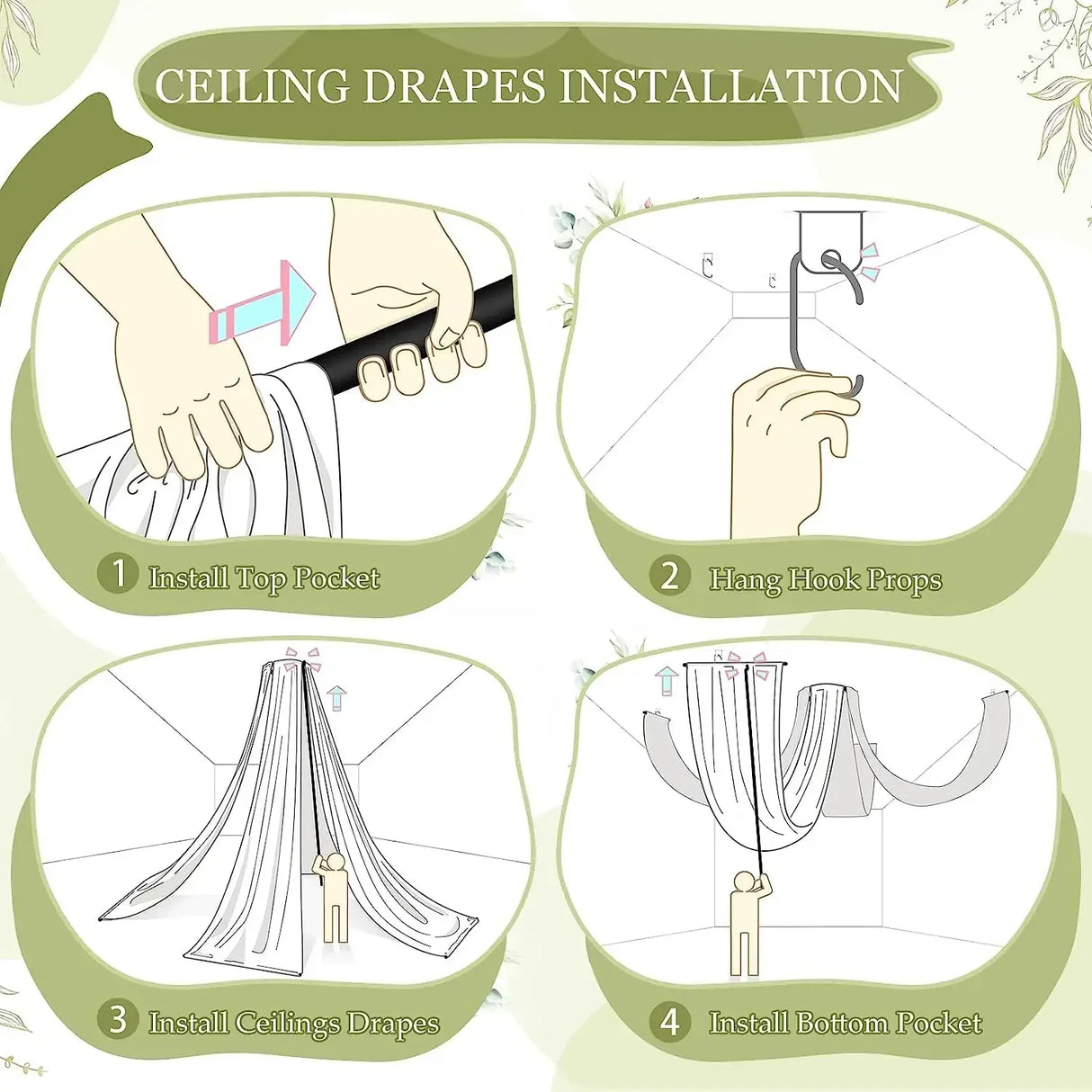 ウェディング用シフォンカーテン天井ドレープ