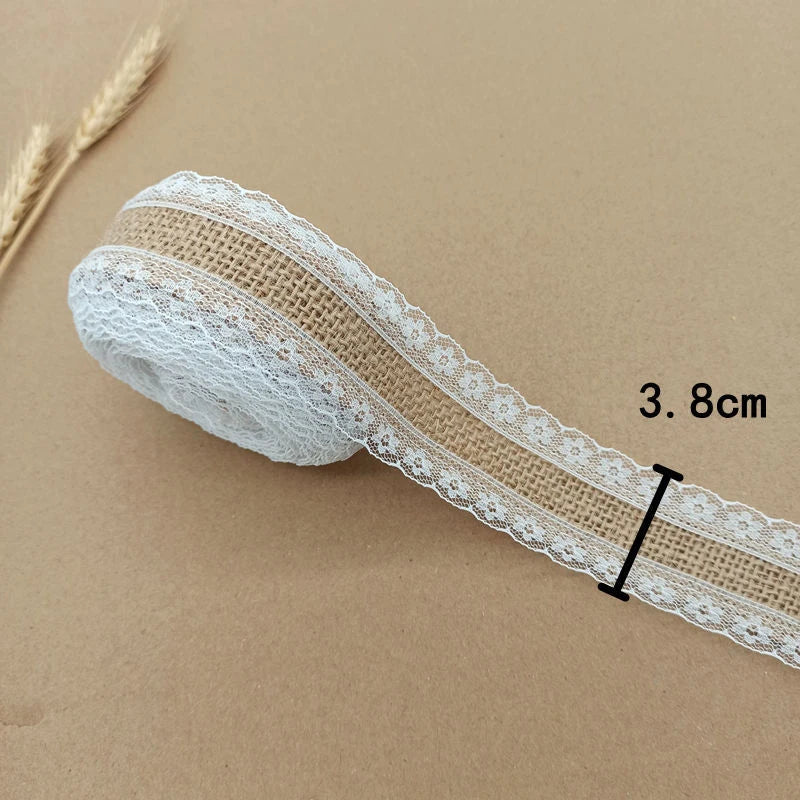【クラフト・ラッピング用】ナチュラルテイスト レース付きリボン(4タイプ)