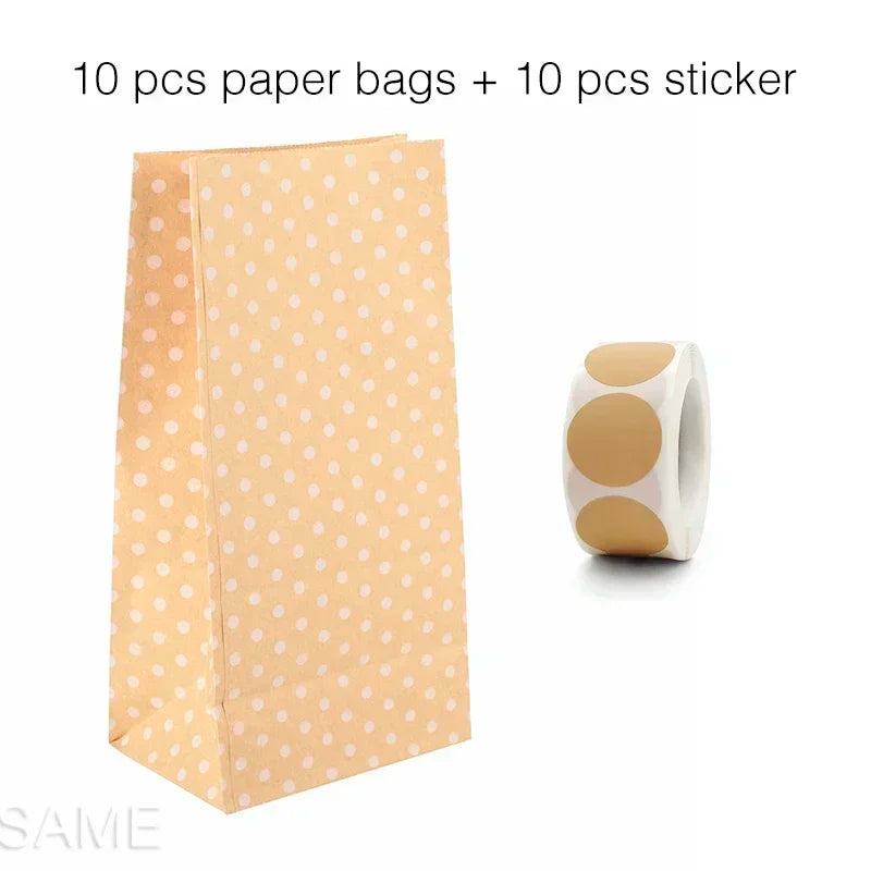 |ノベルティ用品 | カラフル無地ストライプ&水玉模様バッグ10個|W9xH18xD6c