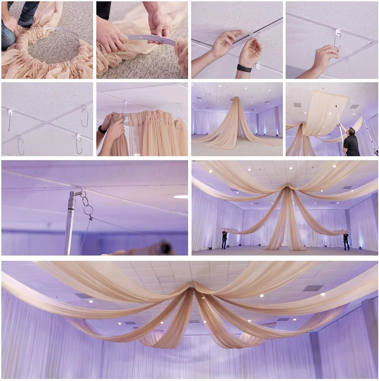 インテリア・パーティ装飾 | シフォン天井ドレープカーテン | 全長3m/6m/10m
