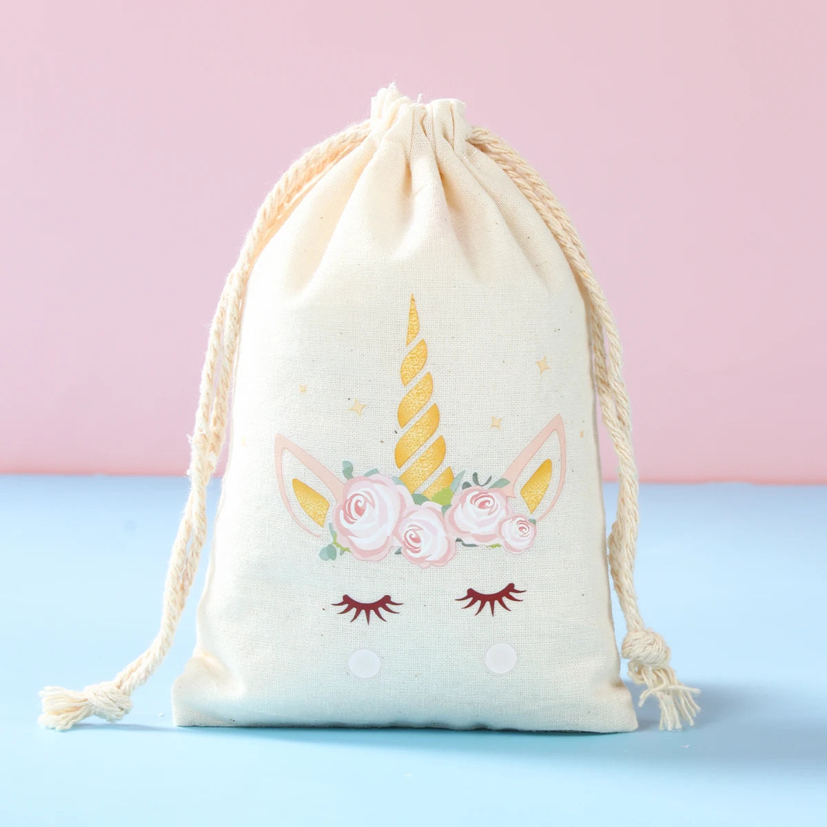 |イベント・ノベルティ用品 | ユニコーン柄 きんちゃく 6個セット | W10×H15cm