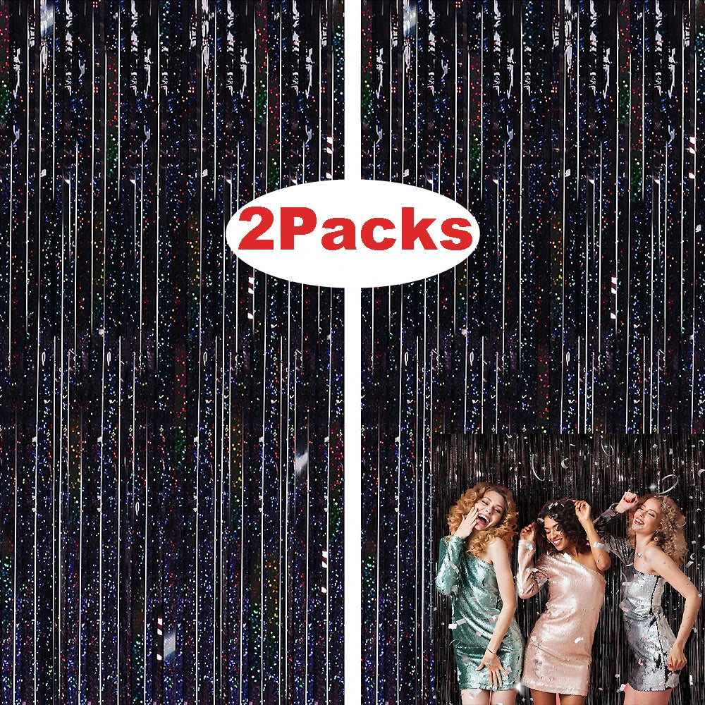 パーティー・インテリア用装飾 キラキラ!ホイル素材カーテン 再利用可能