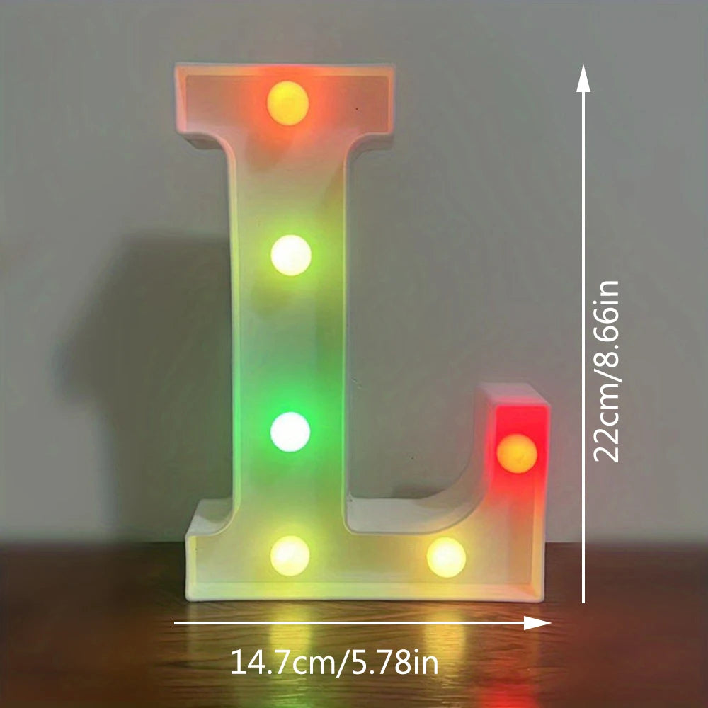 【LED装飾】LEDライト・デコレーションライト(アルファベット/数字)マルチカラー 22cm