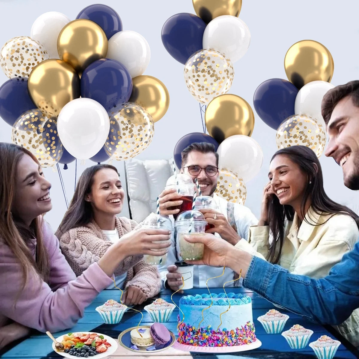 イベント・クリスマス装飾|ゴールドコンフェッティ&メタリックバルーンセット