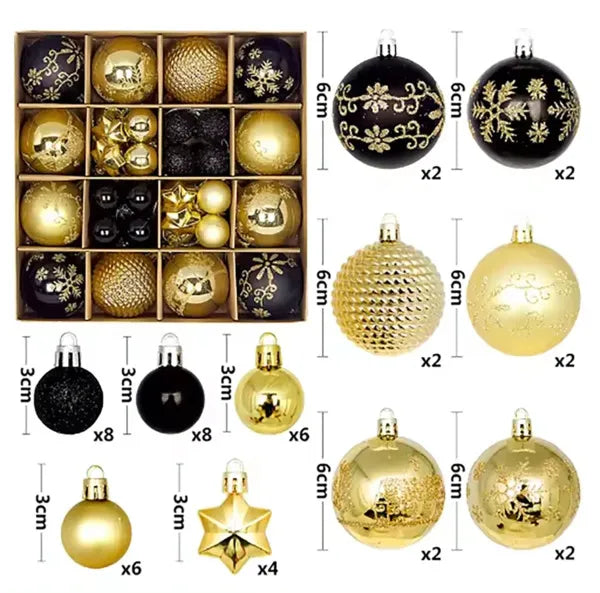 イベント・クリスマス装飾|クリスマス吊り下げボールセット ブラックゴールド
