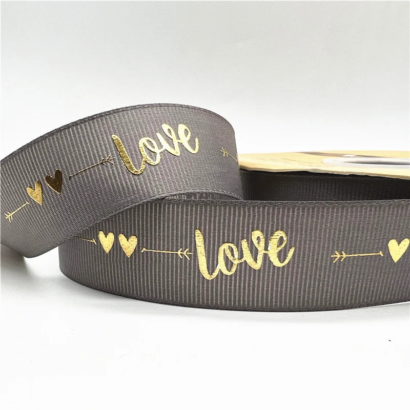 グログラン LOVEリボン 25mm 幅 5ヤード