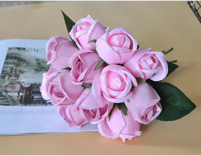 パーティー・インテリア装飾|造花シルクローズブーケ(25cm)